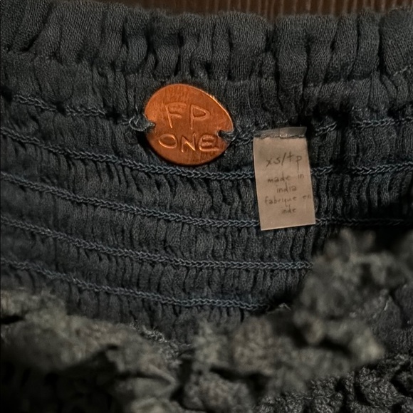 Free People Teal Smocked Blouse - Picture 2 of 3